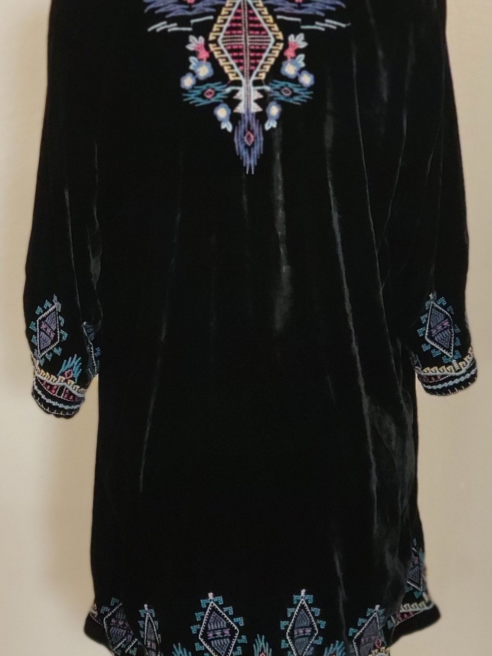 Johnny Was Aveza Black Velvet Embroidered Kimono Coat Floral Size Large - Picture 5 of 8